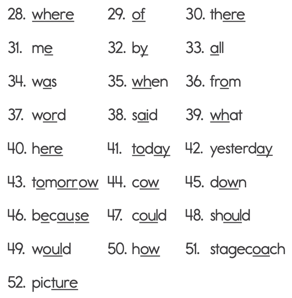 Trick Word List